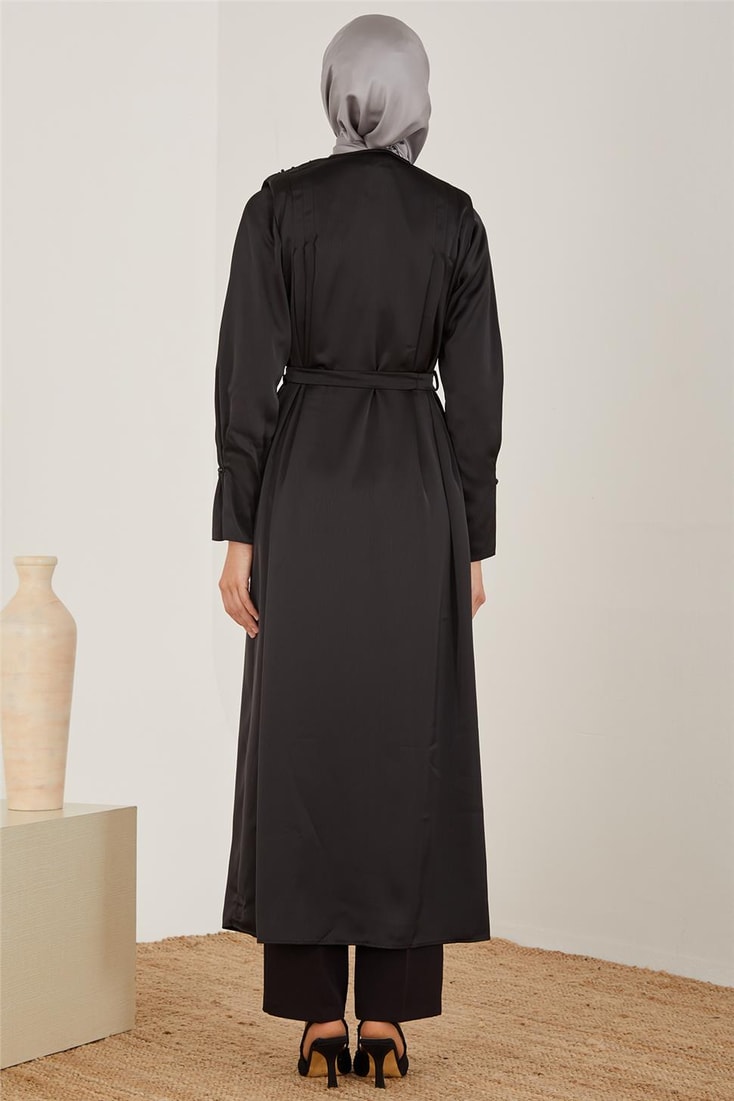 Armine Pearly Abaya with Adjustable Sleeves 23Y8402 Black