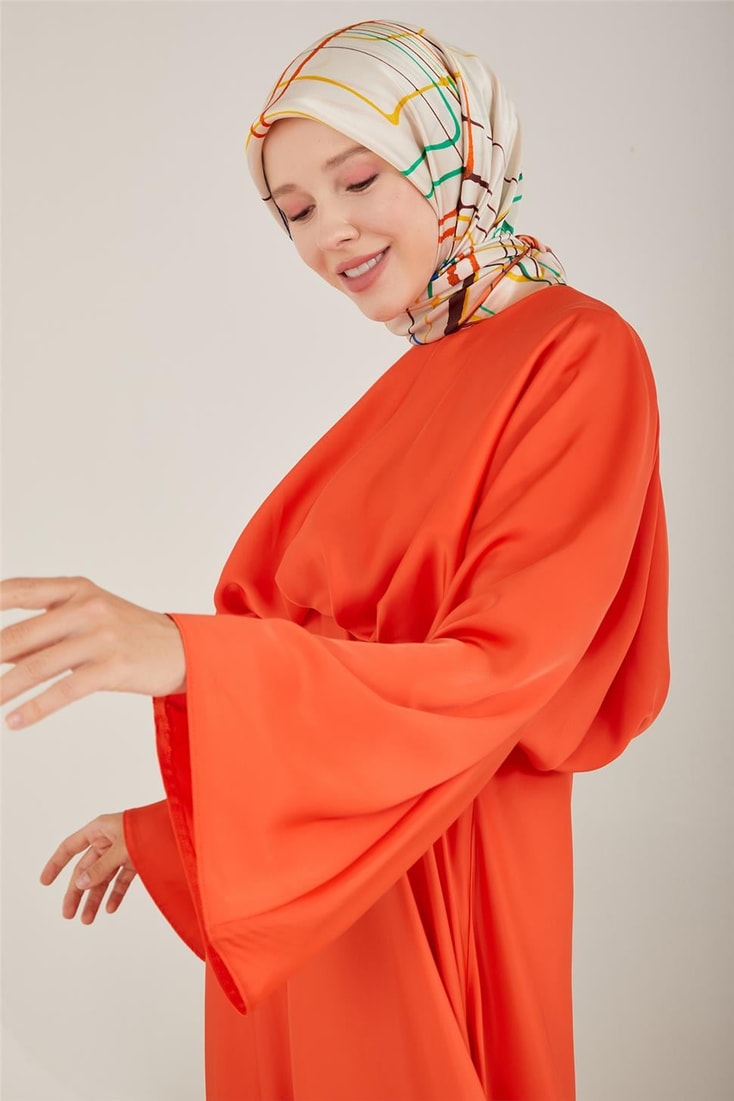 Armine Belinden Dökümlü Şık Elbise 23Y9601 Parlak Kırmızı