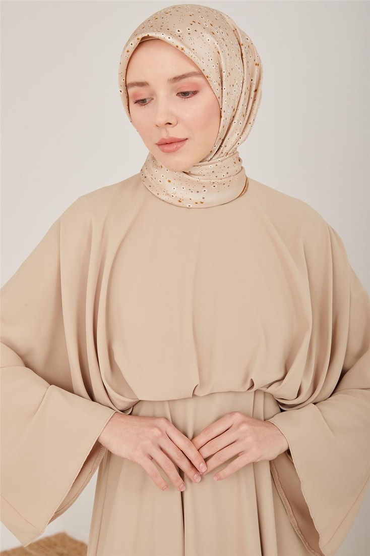 Armine Belinden Dökümlü Şık Elbise 23Y9601 Latte