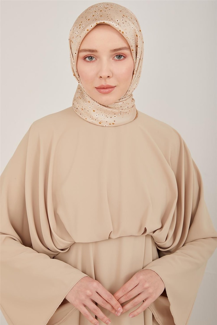 Armine Belinden Dökümlü Şık Elbise 23Y9601 Latte
