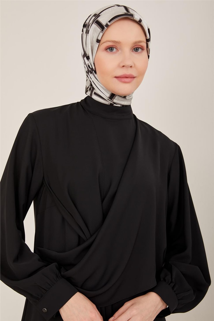 Armine Önü Drapeli Asimetrik Elbise 23Y9674 Siyah