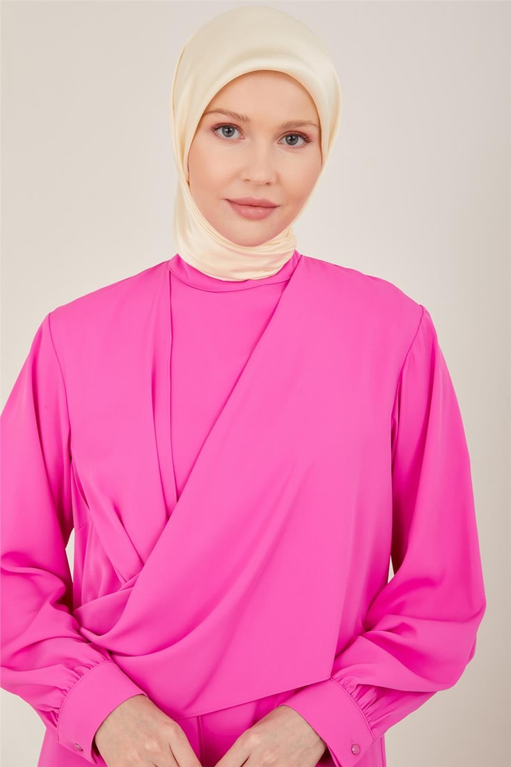 Armine Önü Drapeli Asimetrik Elbise 23Y9674 Orkide