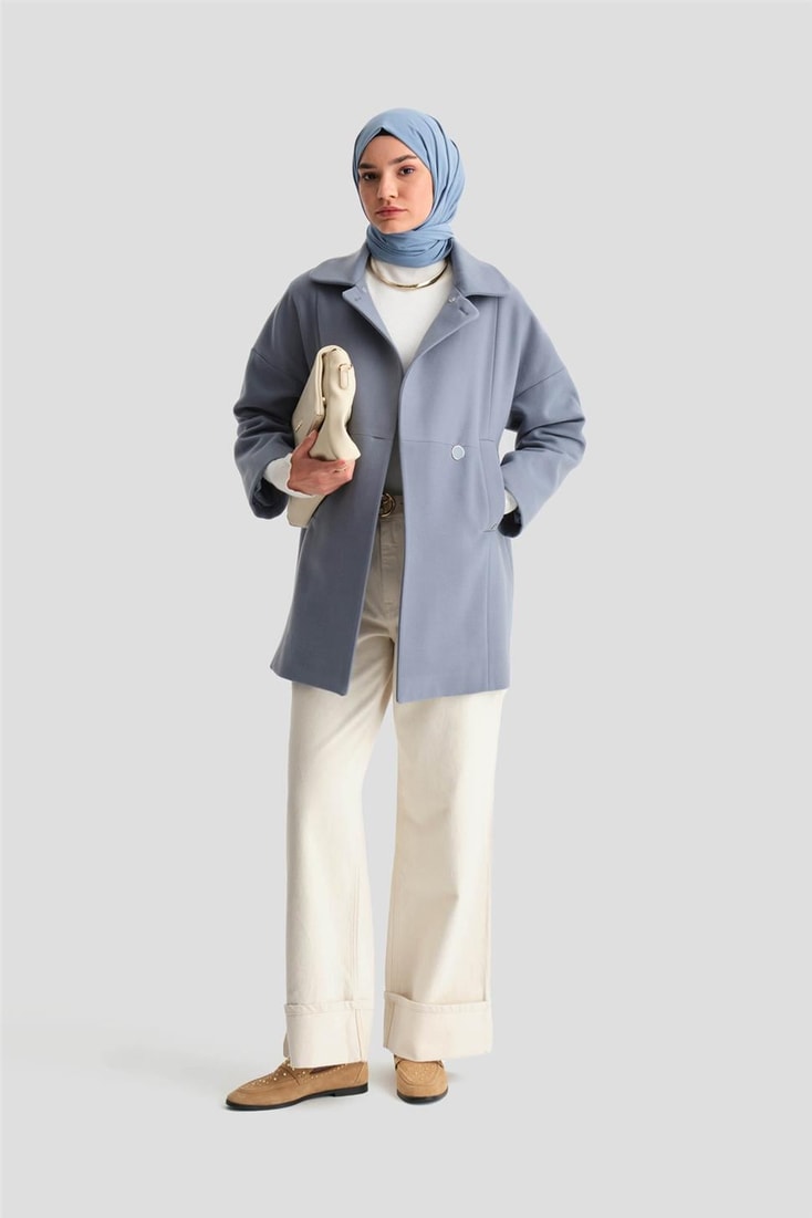 Armine Portable Fur Short Coat 24K7601 Foggy Blue