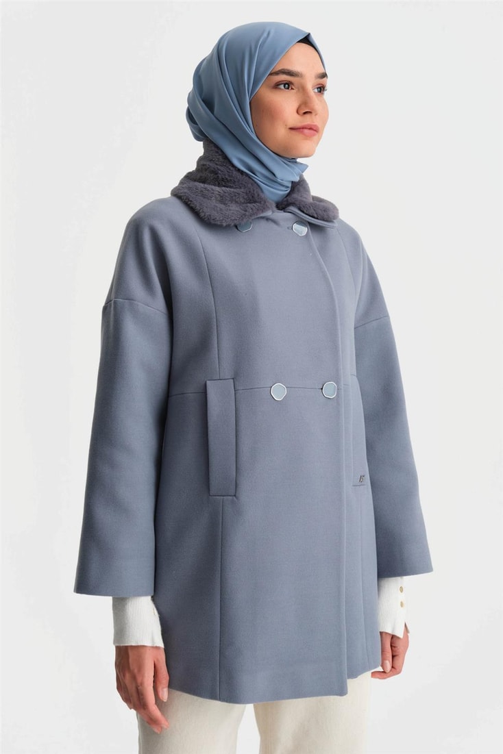 Armine Portable Fur Short Coat 24K7601 Foggy Blue