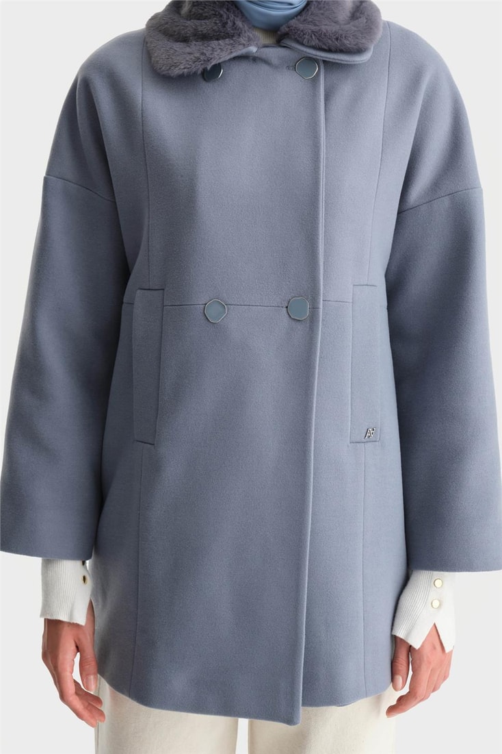 Armine Portable Fur Short Coat 24K7601 Foggy Blue