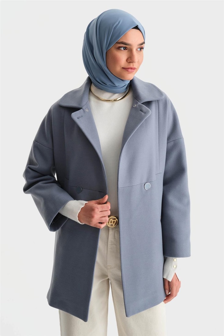 Armine Portable Fur Short Coat 24K7601 Foggy Blue