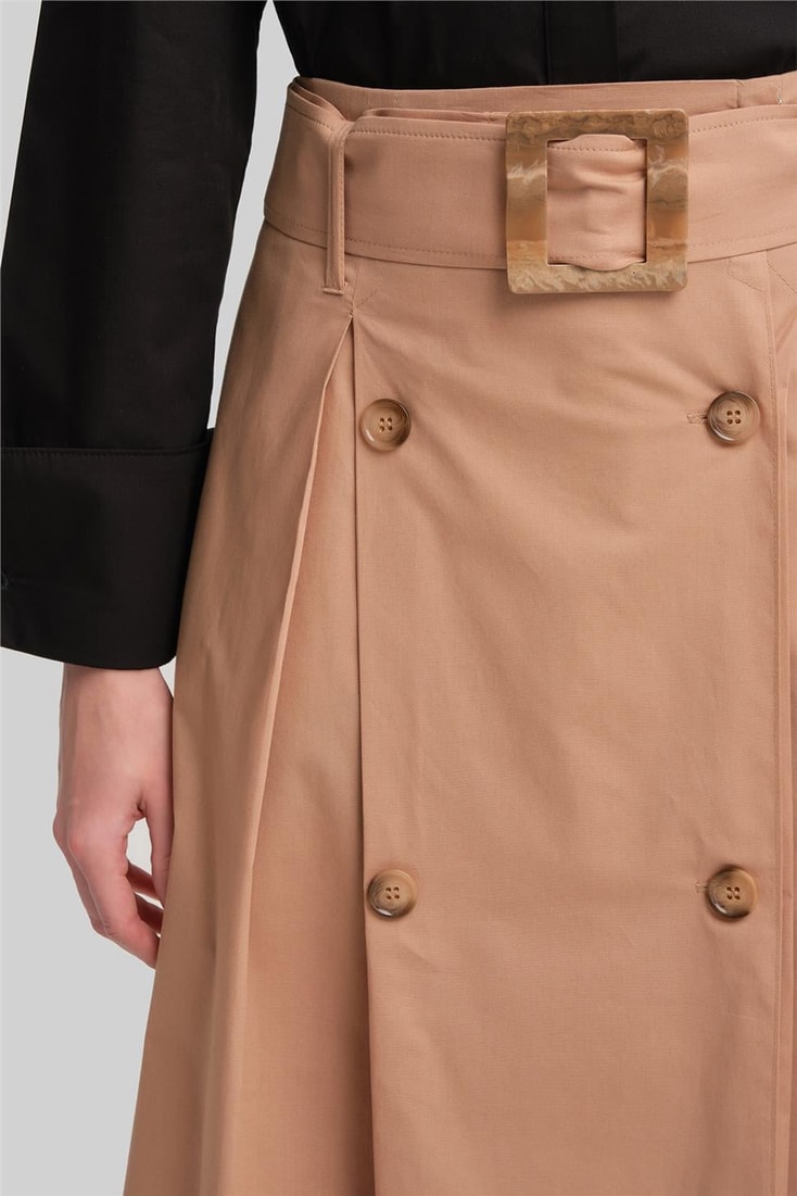 Armine Double Button Cotton Skirt 24Y1601 Camel