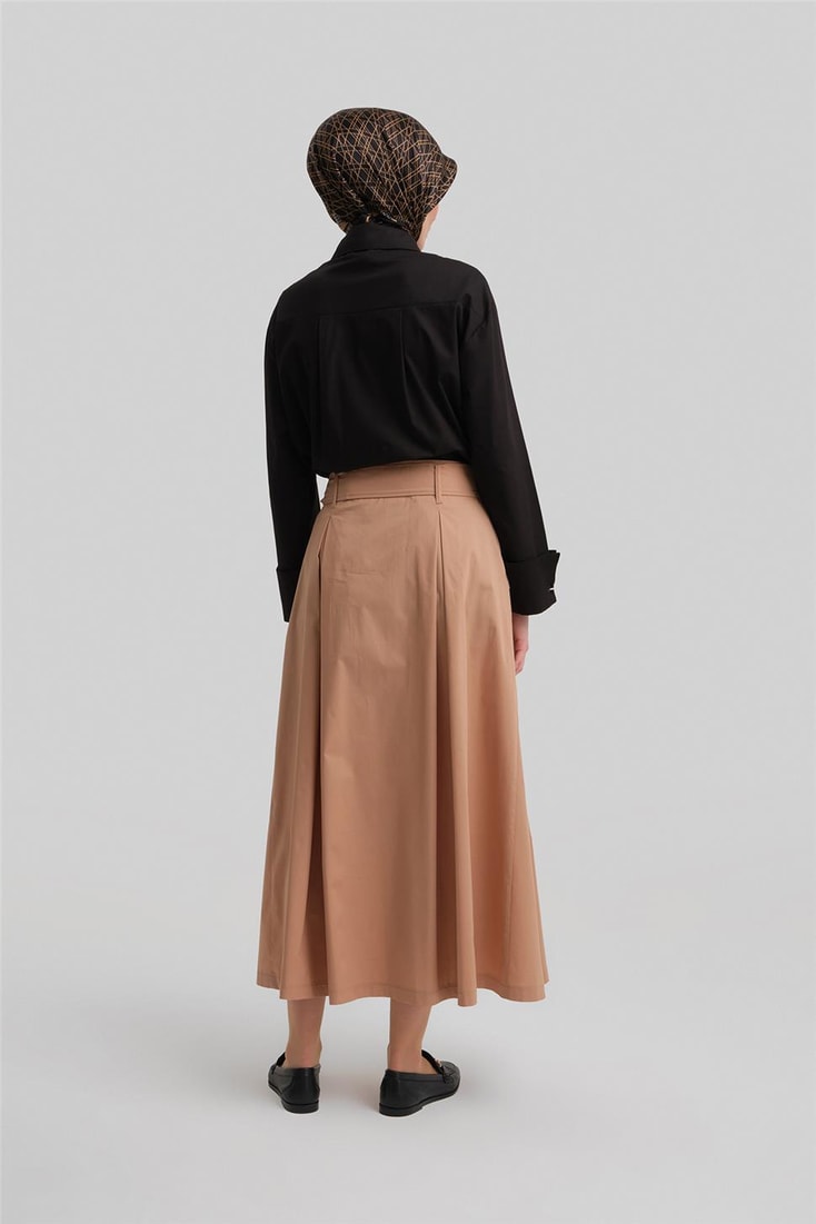 Armine Double Button Cotton Skirt 24Y1601 Camel
