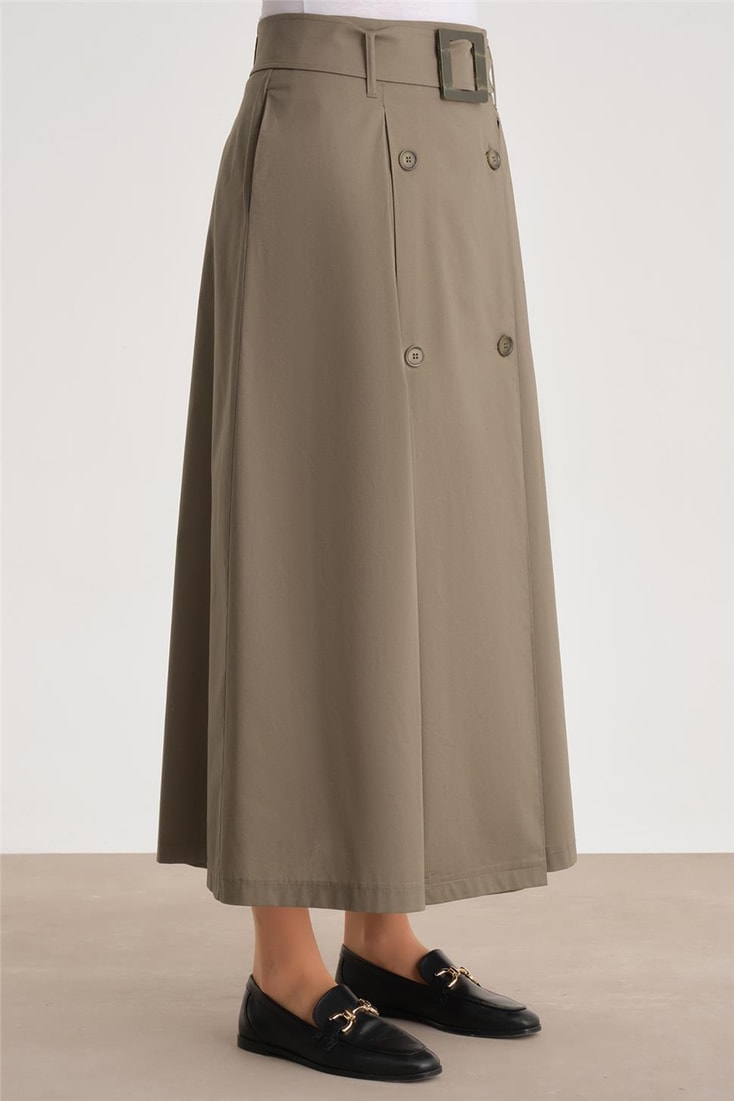 Armine Double Button Cotton Skirt 24Y1601 Khaki