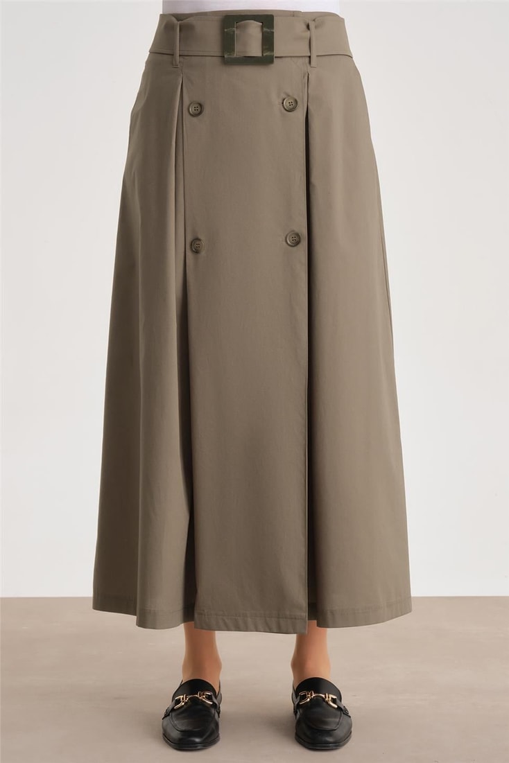 Armine Double Button Cotton Skirt 24Y1601 Khaki