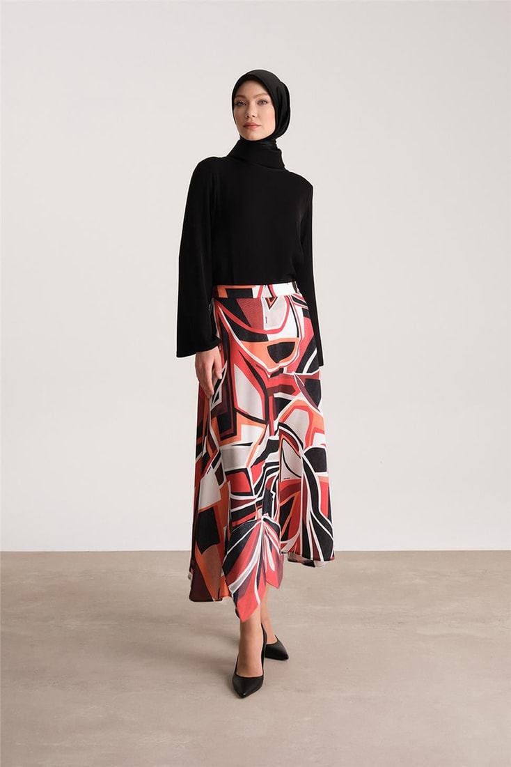 Armine Flower Applique Patterned Skirt 24Y1605 Black