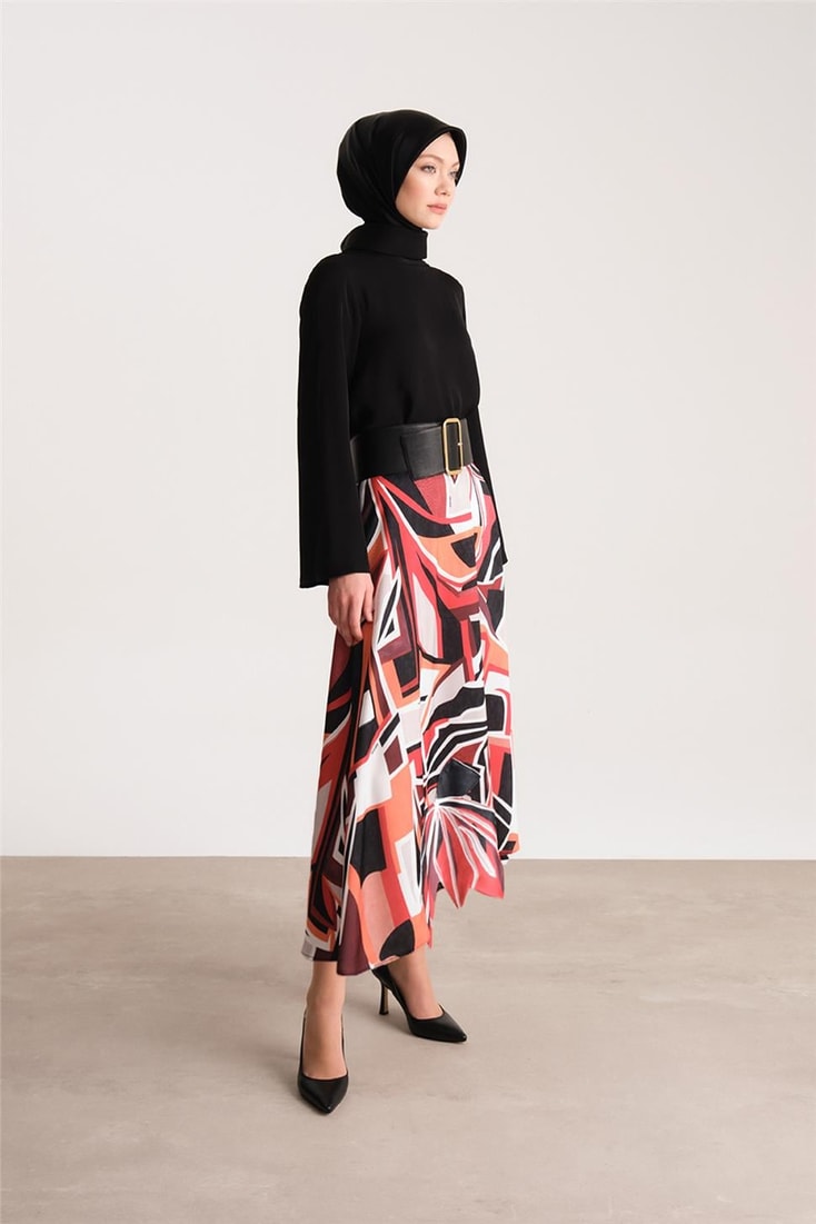 Armine Flower Applique Patterned Skirt 24Y1605 Black