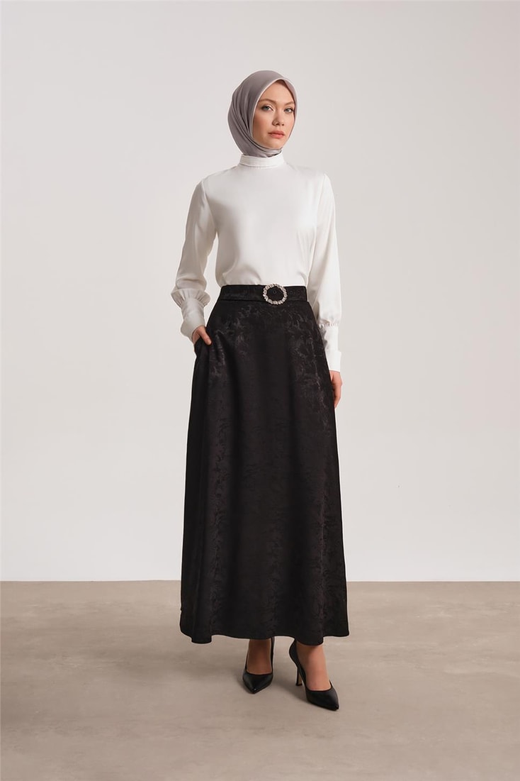 Armine Jacquard Viscose Skirt 24Y1609 Black