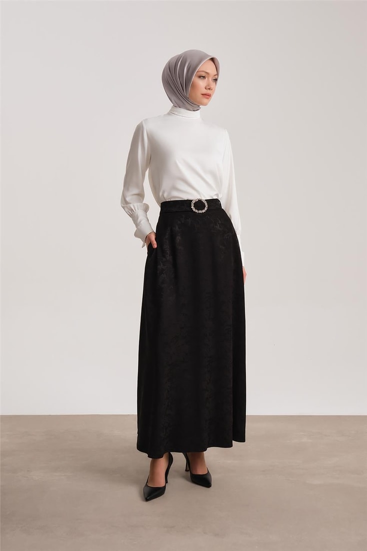 Armine Jacquard Viscose Skirt 24Y1609 Black