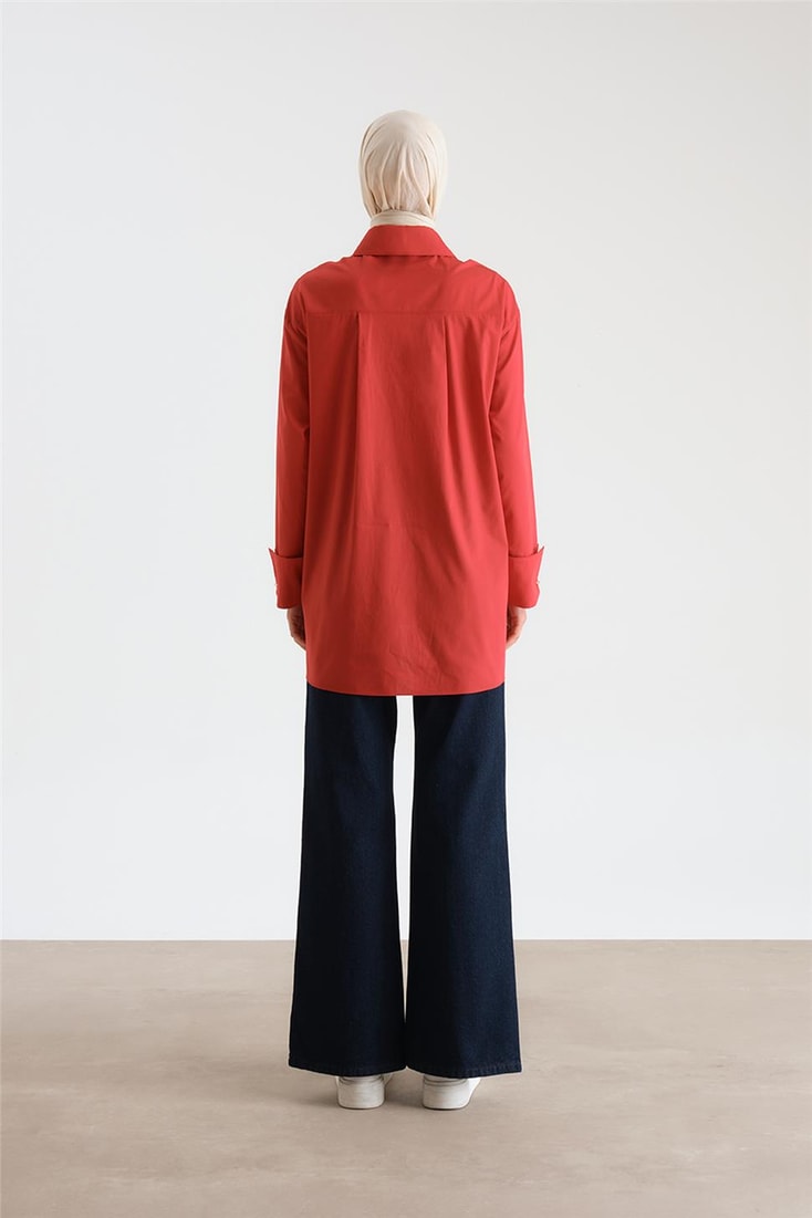 Armine Manşeti Halkalı Oversize Gömlek 24Y3520 Kiraz