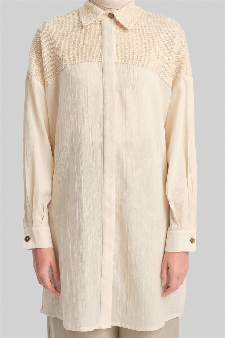 Armine Glittery Fabric Net Tunic 24Y3541 Moonstone