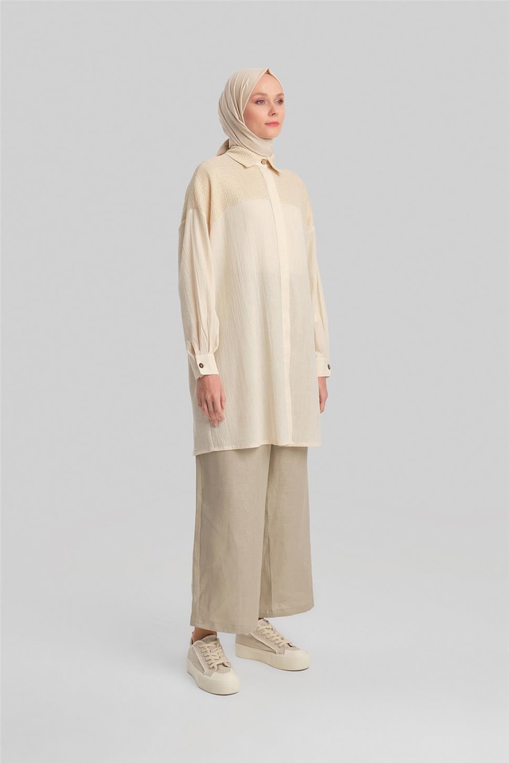 Armine Glittery Fabric Net Tunic 24Y3541 Moonstone