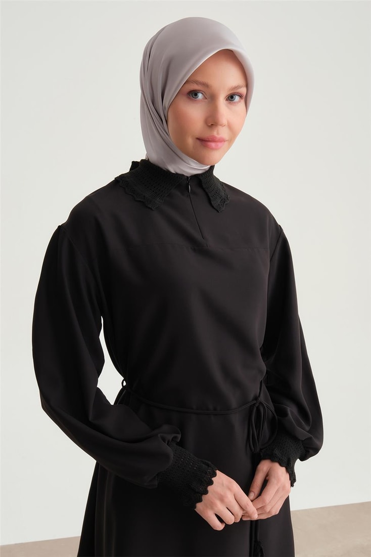 Armine Lace Ribbed Tunic 24Y4006 Black
