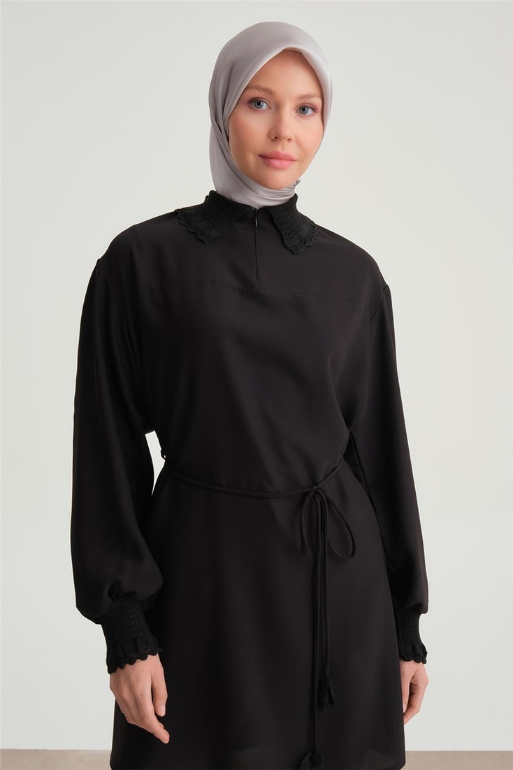 Armine Lace Ribbed Tunic 24Y4006 Black