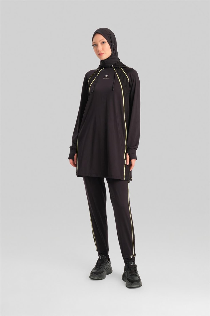 Armine Removable Hooded Finger and Cord Detailed Tunic 23K4735 Black