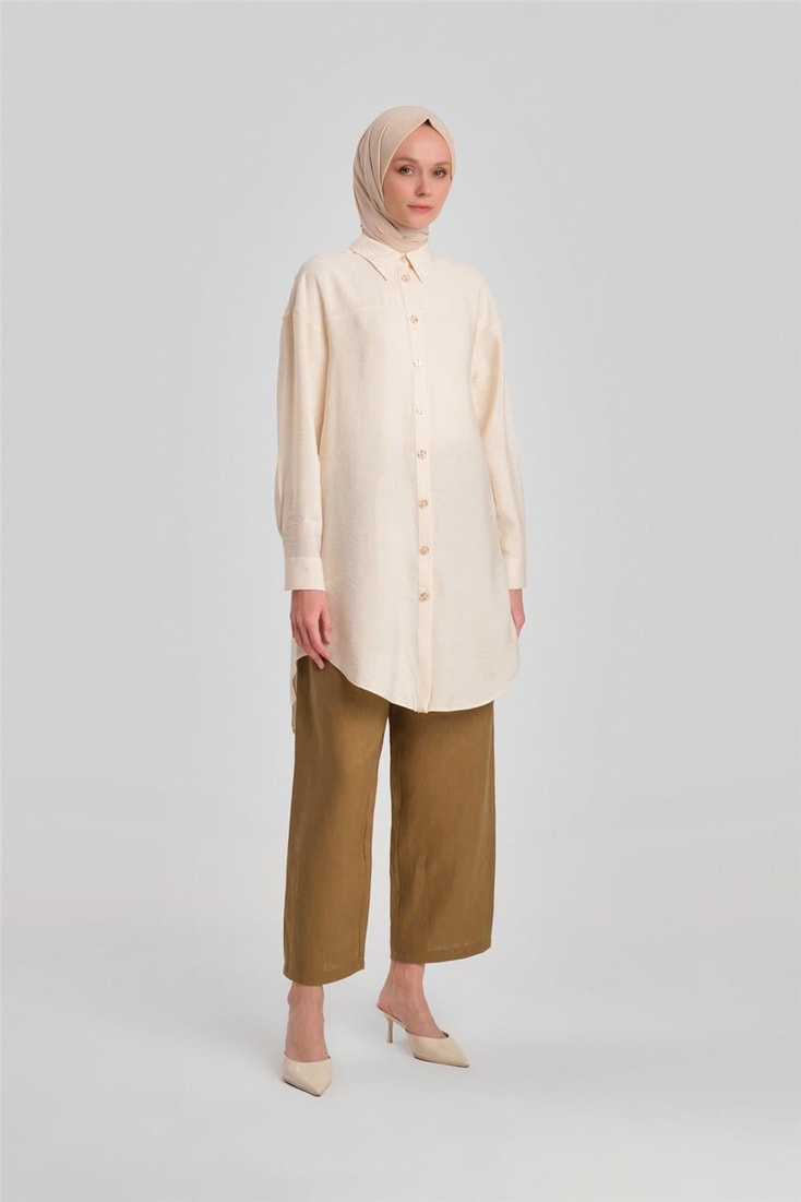 Armine Natural Buttoned Modal Tunic 24Y4024 Moonstone
