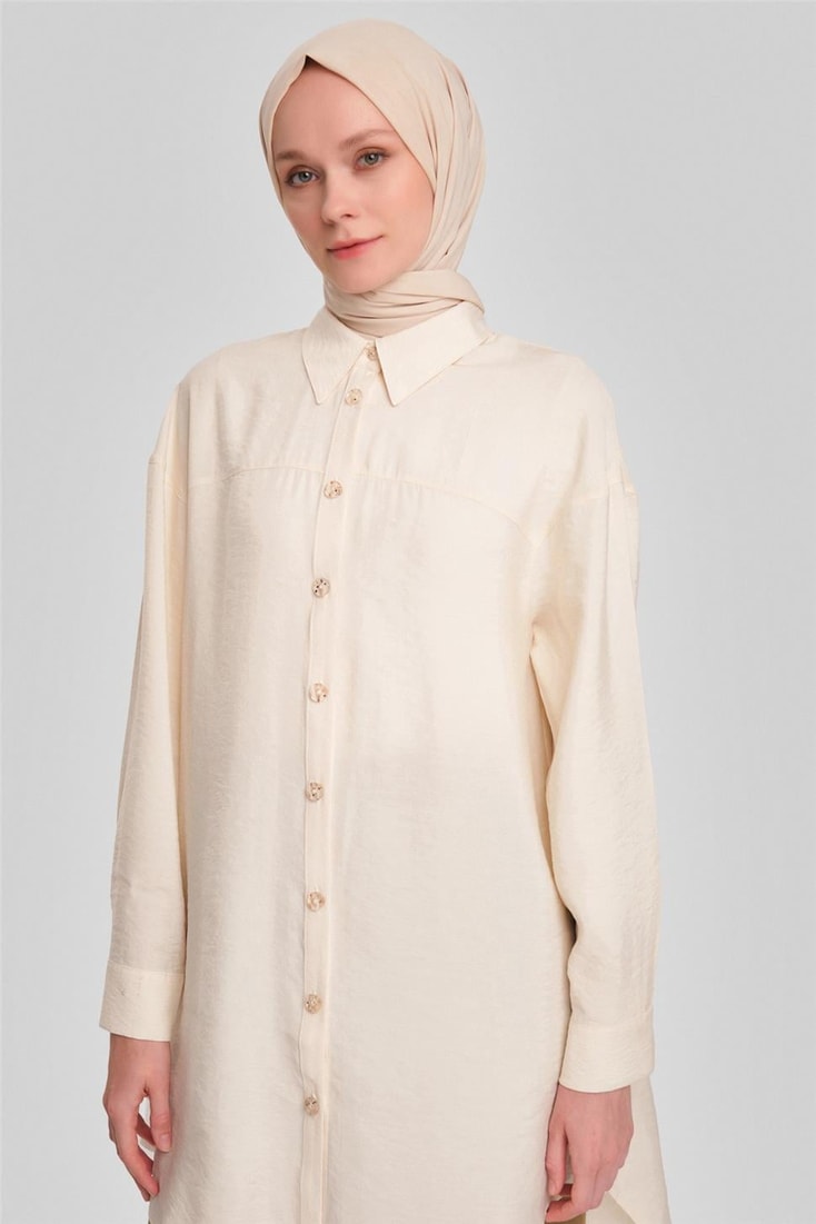 Armine Natural Buttoned Modal Tunic 24Y4024 Moonstone