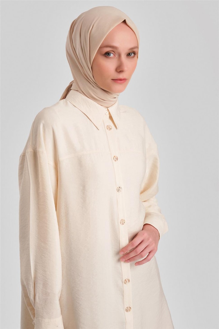 Armine Natural Buttoned Modal Tunic 24Y4024 Moonstone