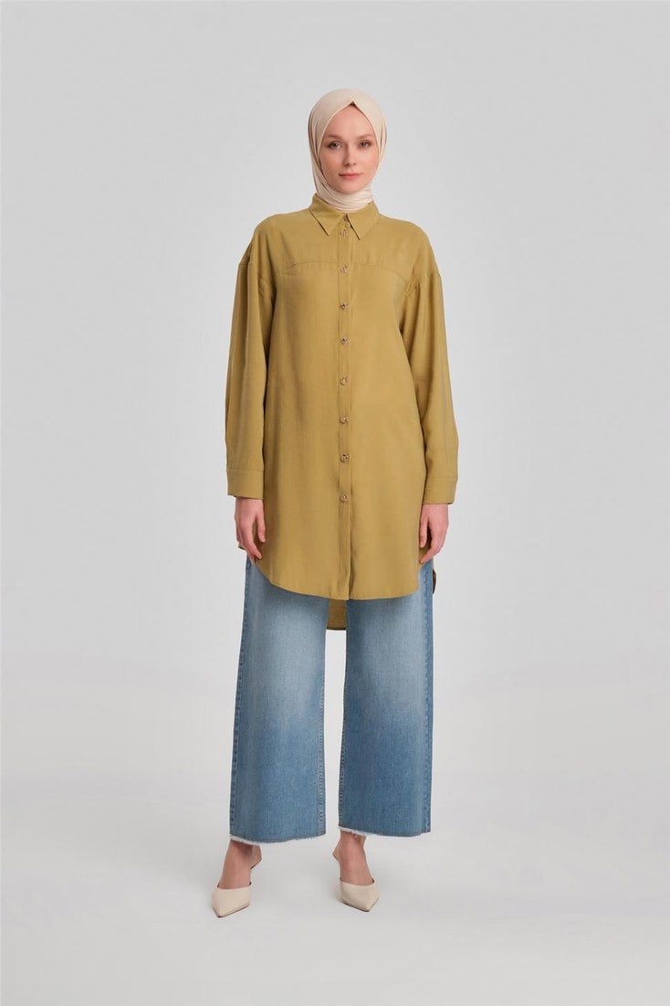 Armine Natural Buttoned Modal Tunic 24Y4024 Olive