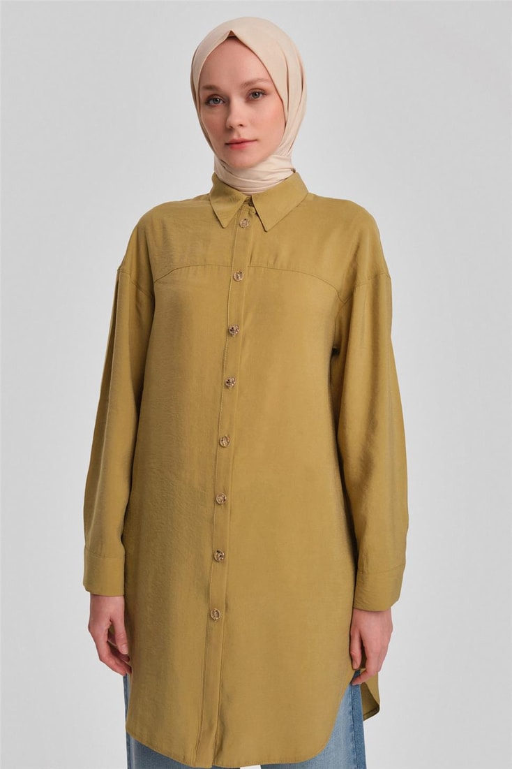 Armine Natural Buttoned Modal Tunic 24Y4024 Olive