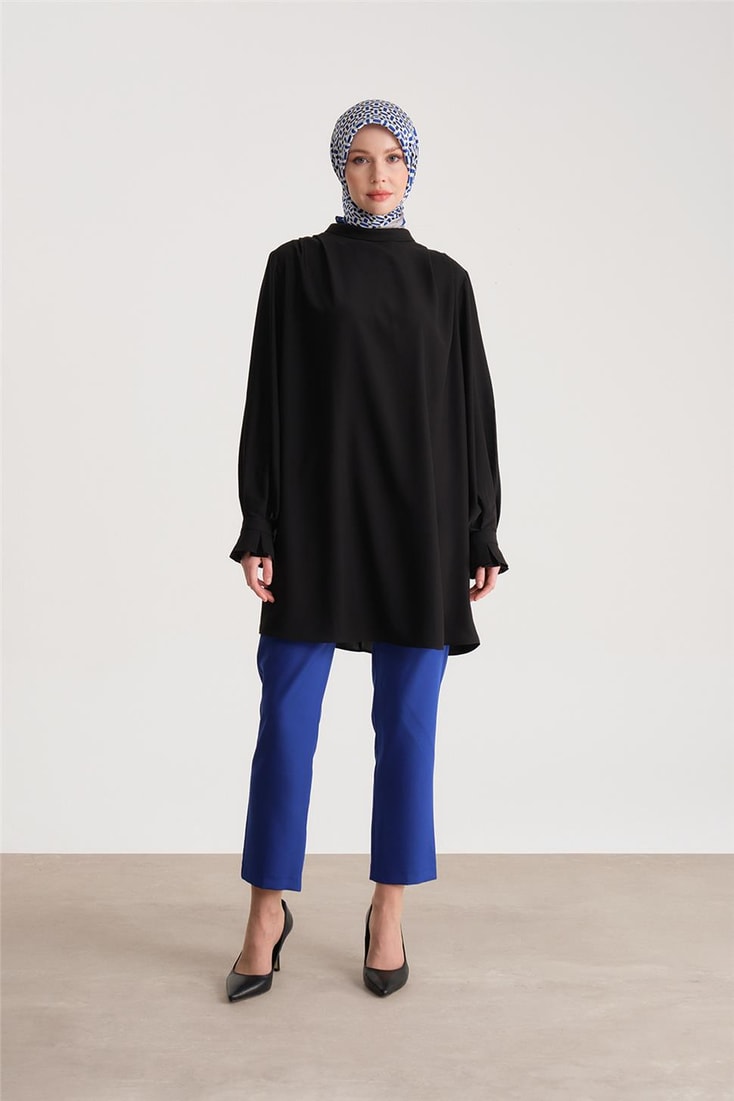 Armine Omuzları Ve Kolları Pile Detaylı Tunik 24Y4720 Siyah