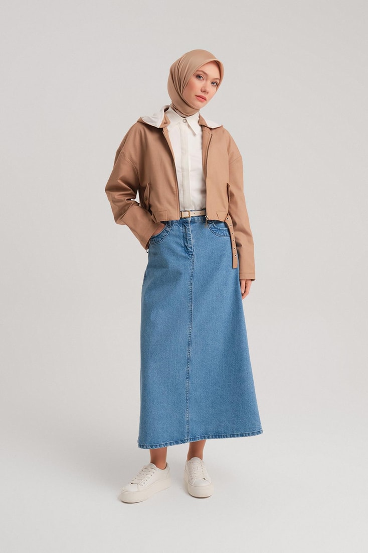 Armine Removable Hooded and Belted Cotton Jacket 24Y5406 Camel