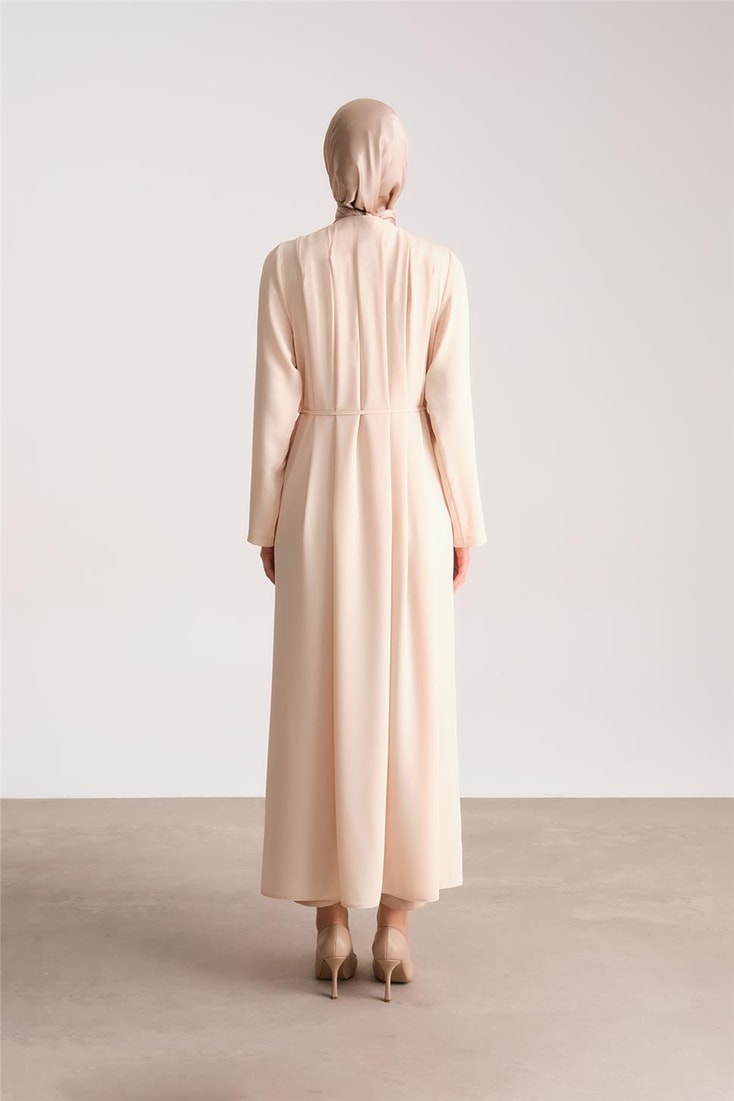 Armine Double Buttoned and Pleated Abaya 24Y8803 Moonstone