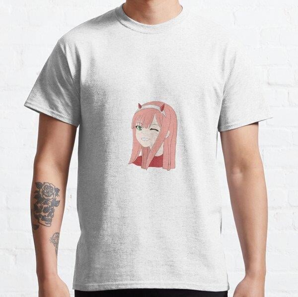 Unisex Cute Anime Girl with Pink Hair and Horns Tasarım Baskılı T-Shirt (Rahat Kalıp Tişört)