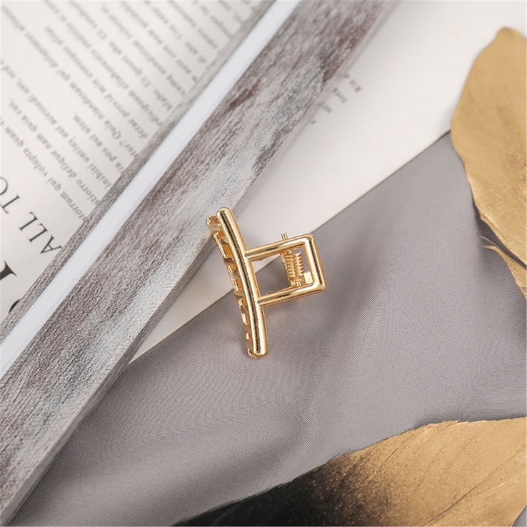 SO-MUCH Kadın Yeni Trend Metal Küçük Boy Mandal Saç Tokası Geometrik Şekilli 4,5 cm.-3