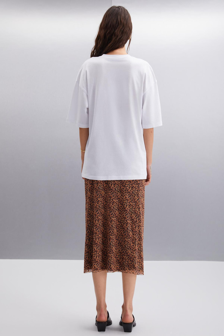 AILIS  Oversize Beyaz Tekli T-Shirt