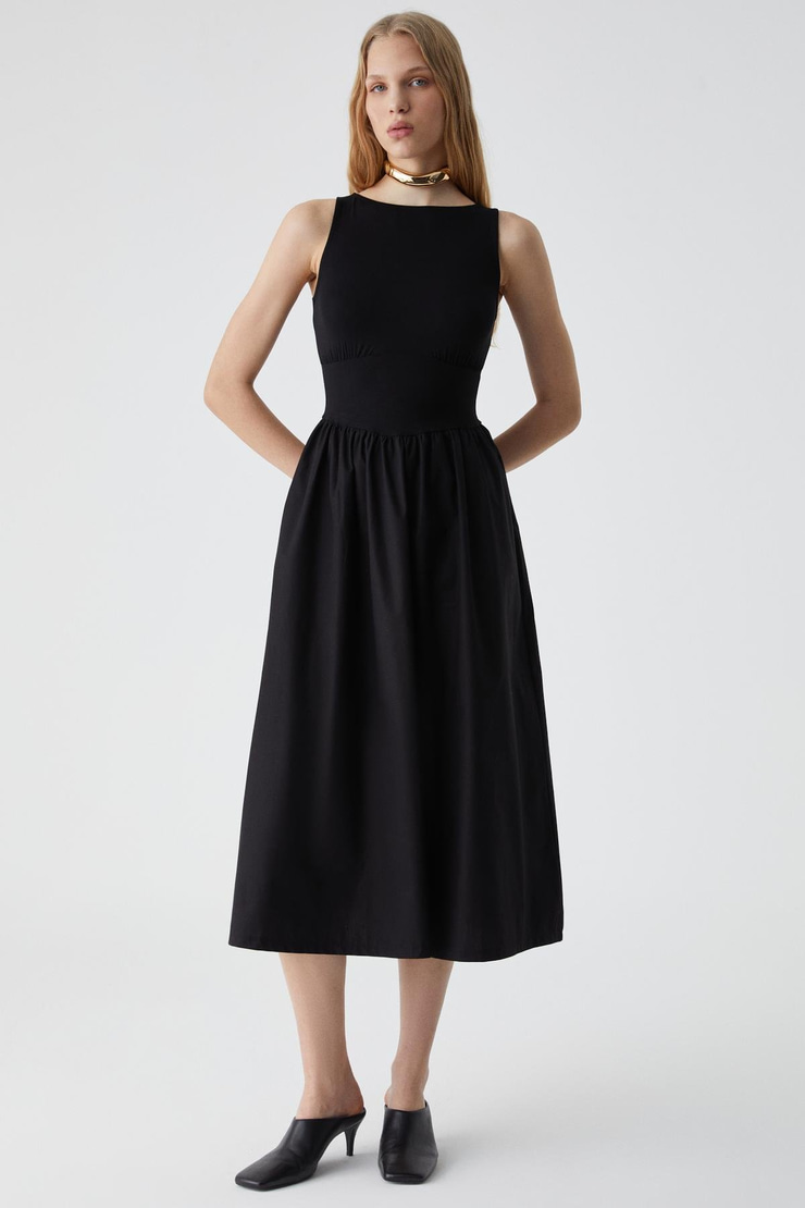 AIRE Kadın Bisiklet Yaka Kolsuz Astarlı Siyah Elbise