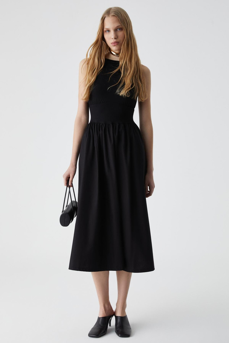 AIRE Kadın Bisiklet Yaka Kolsuz Astarlı Siyah Elbise