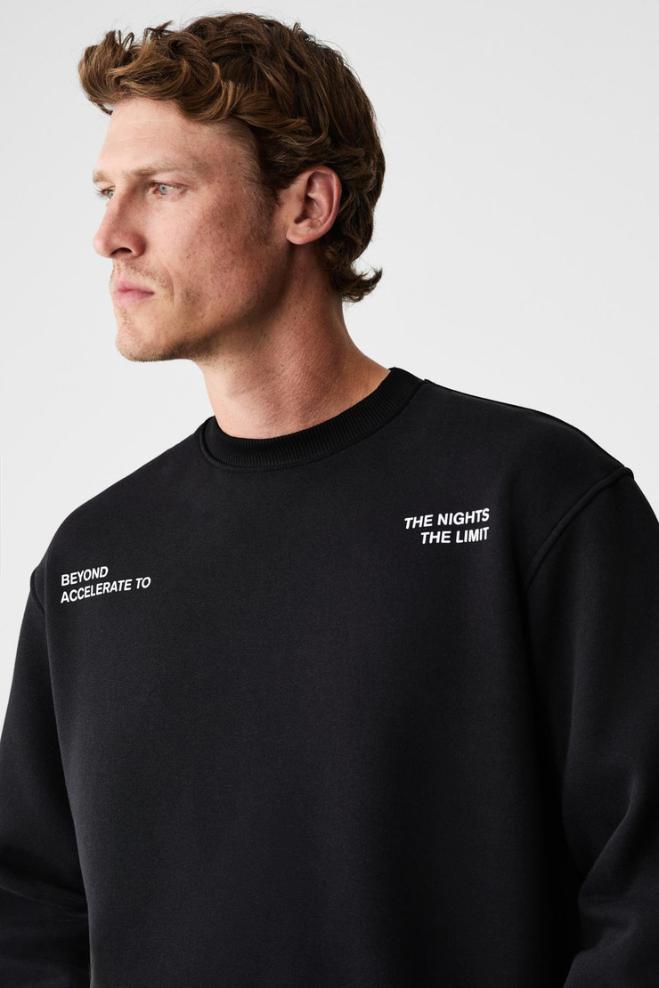 ALARIC Erkek Yuvarlak Yaka Önü Baskılı Regular Fit Antrasit Sweatshirt