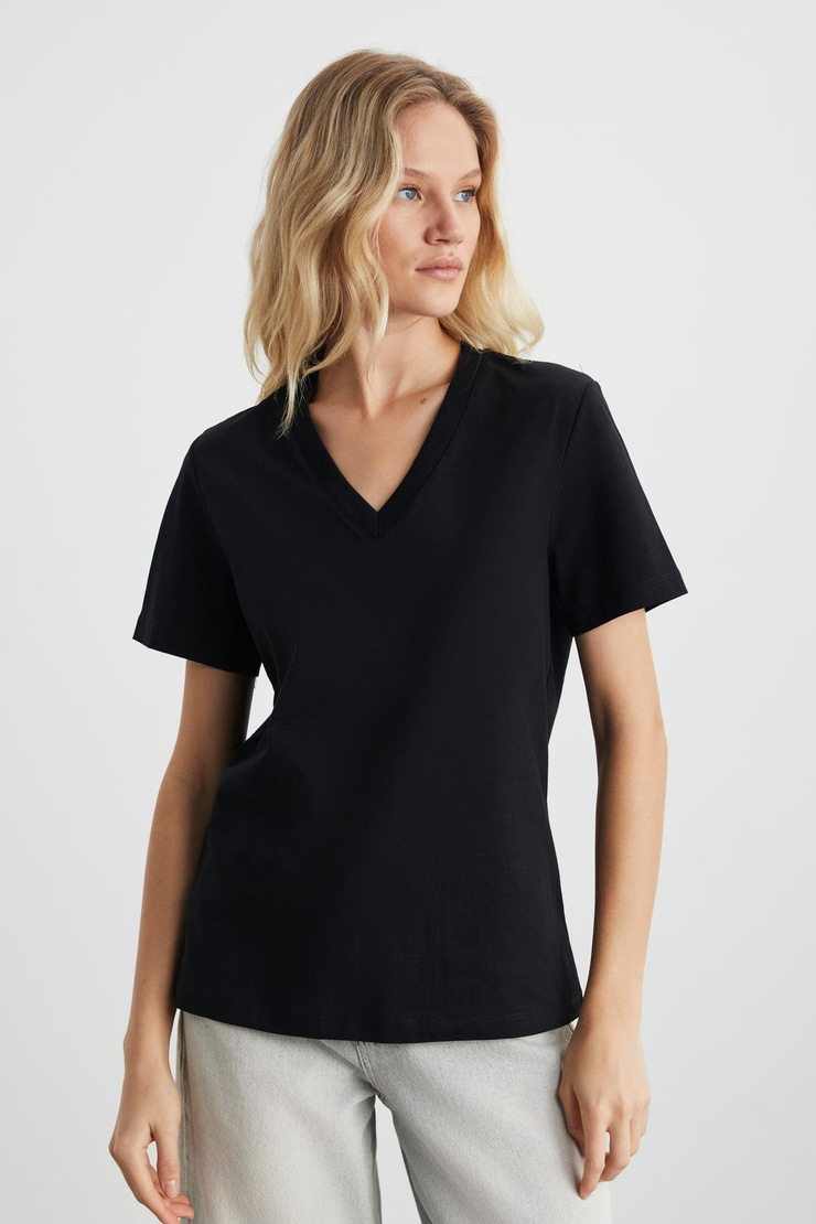 ALINE Kadın Siyah T-Shirt