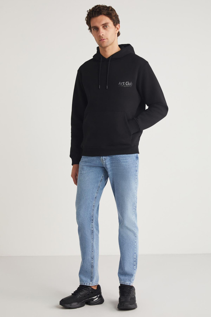 ANDREAS  Relaxed Siyah Tekli Sweatshirt
