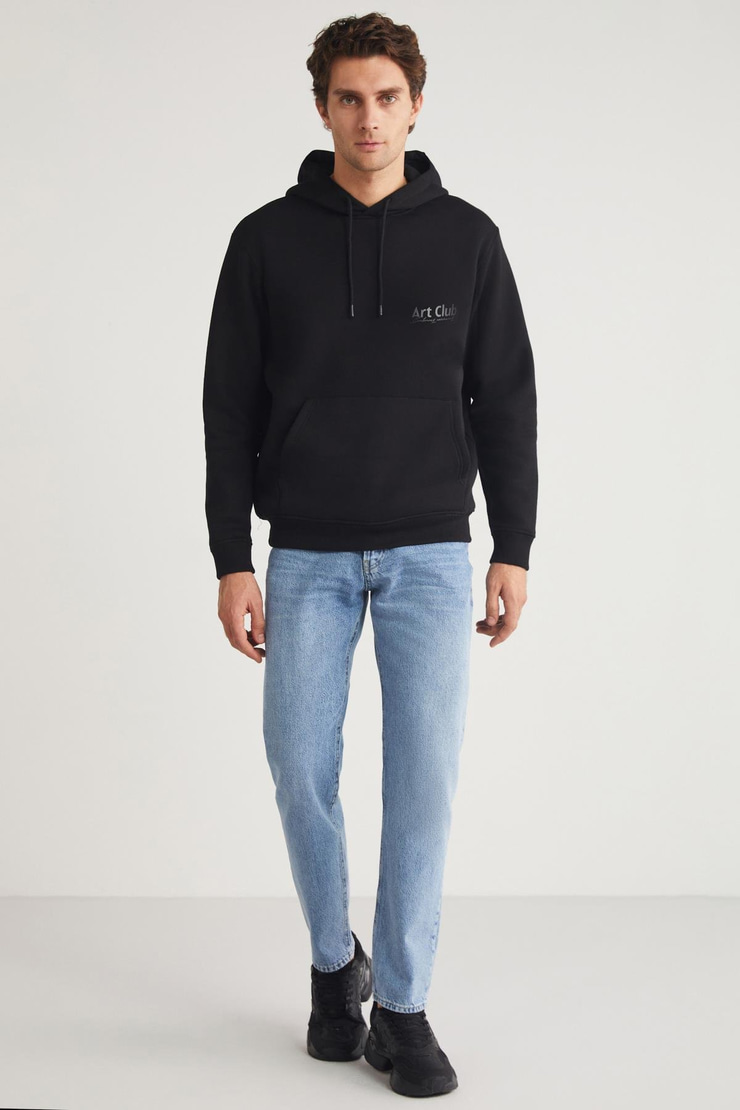 ANDREAS  Relaxed Siyah Tekli Sweatshirt