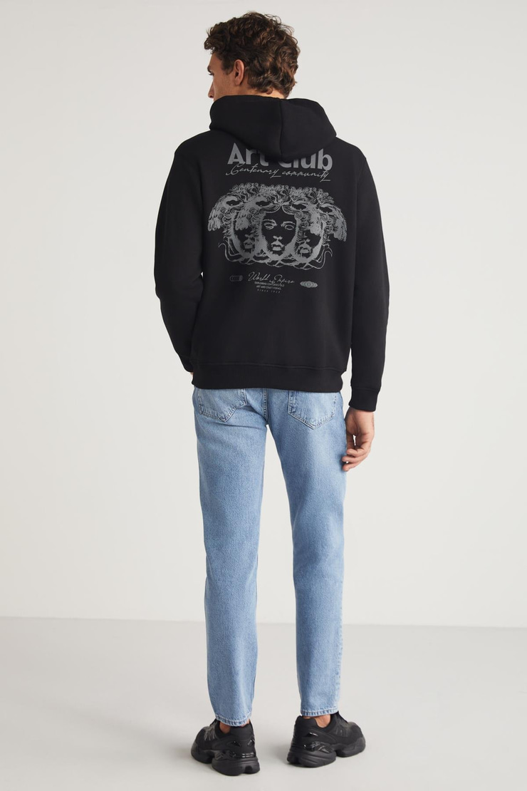 ANDREAS  Relaxed Siyah Tekli Sweatshirt