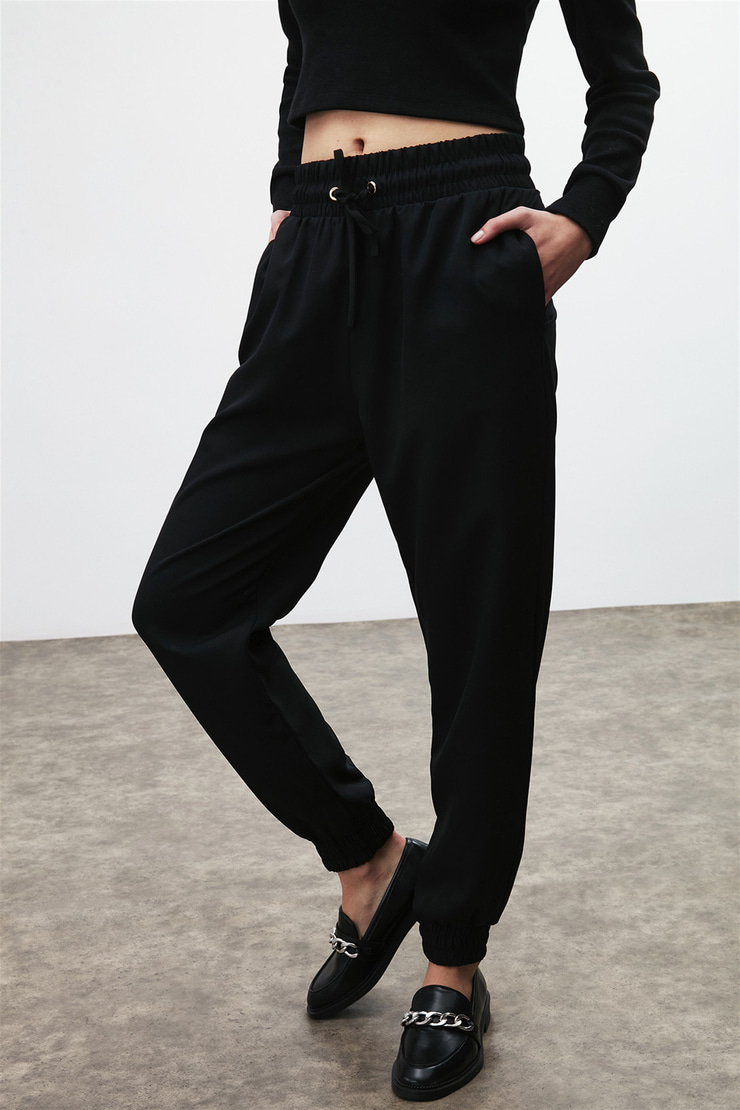 ANGELICA Kadın Siyah Düz Renk  Comfort Fit Pantolon