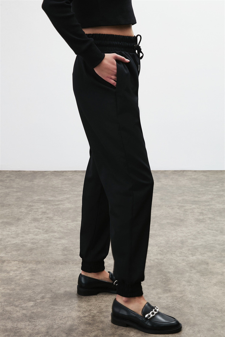 ANGELICA Kadın Siyah Düz Renk  Comfort Fit Pantolon