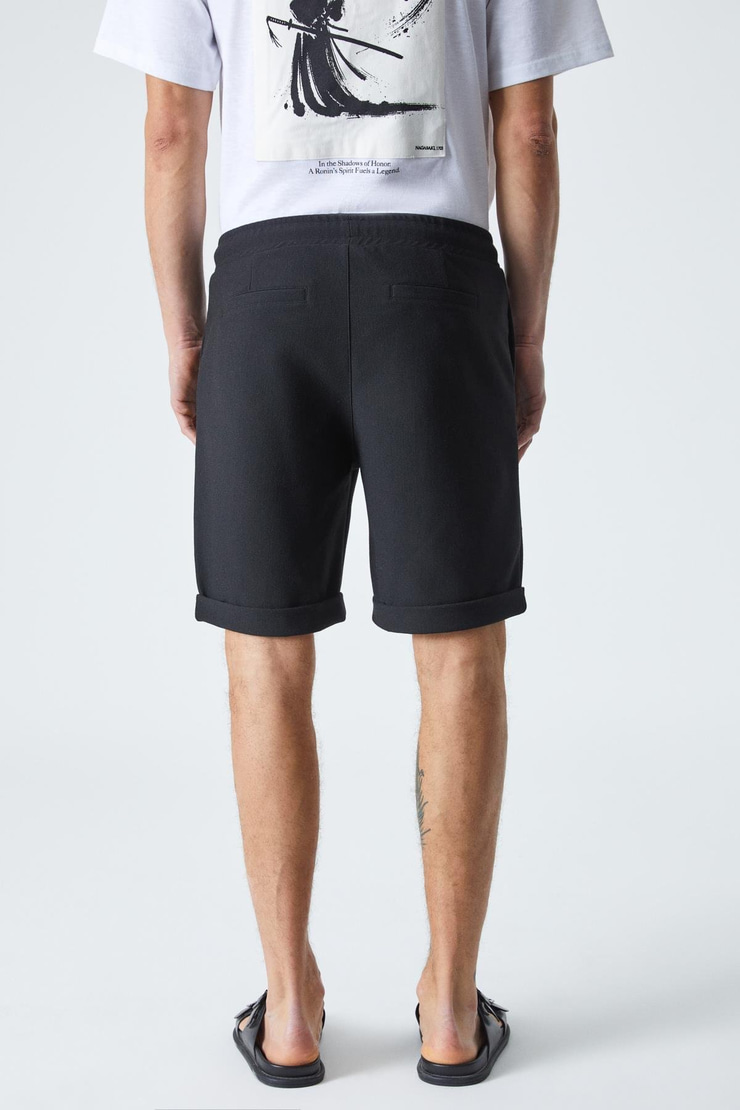 ARDIAN Erkek Comfort Fit Cepli Kordonlu Lastikli Bel Siyah Şort & Bermuda