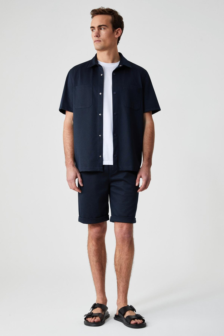 ARDIAN Erkek Comfort Fit Cepli Kordonlu Lastikli Bel Lacivert Şort & Bermuda