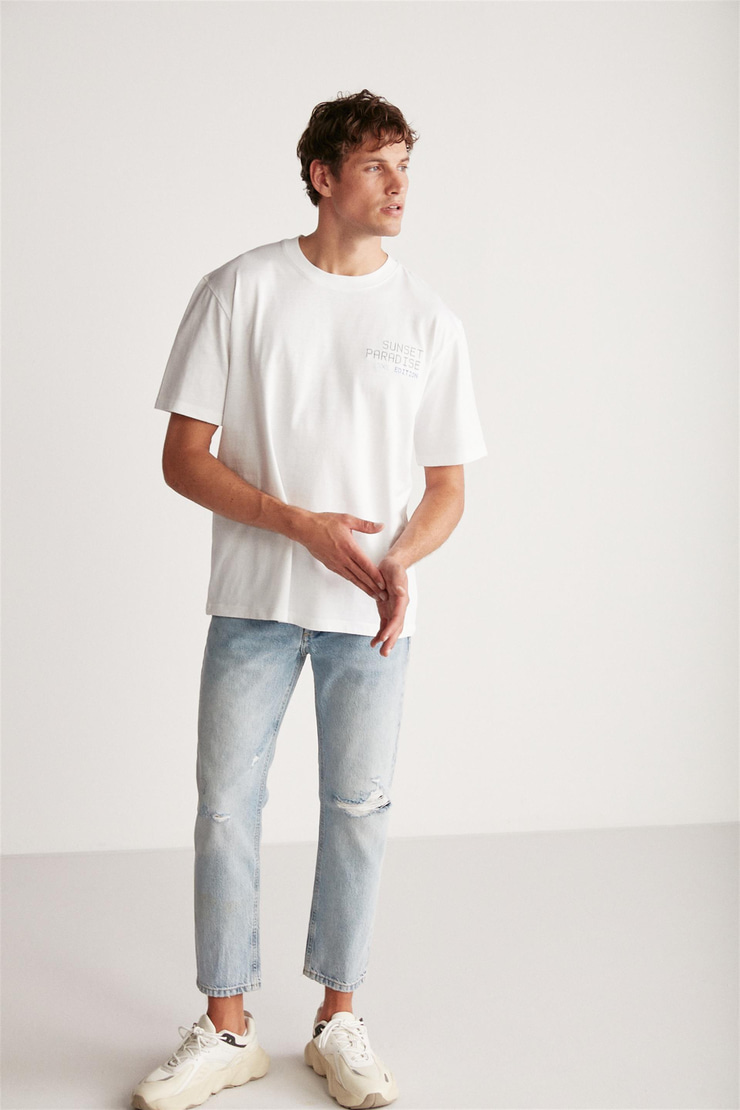 ARNALDO Örme Regular Beyaz Tekli T-Shirt
