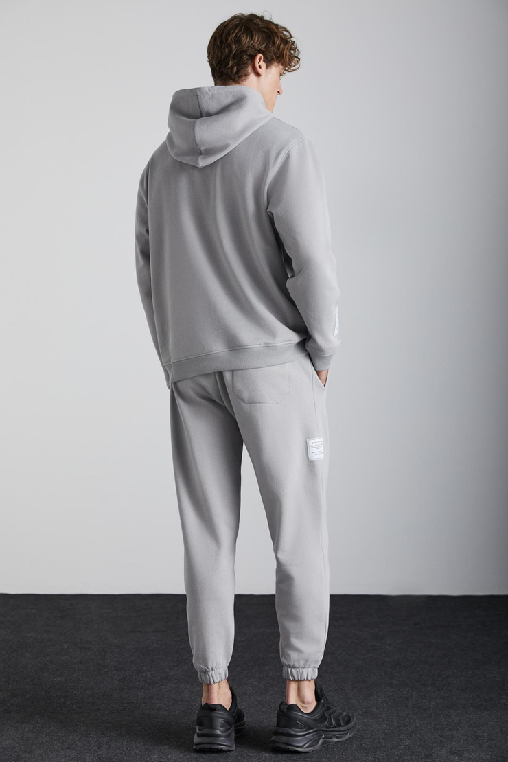 ASHBOURNE Erkek Oversize Fit Kanguru Cepli Lastikli Paça Kol Etiket Detaylı Gri Eşofman Takımı