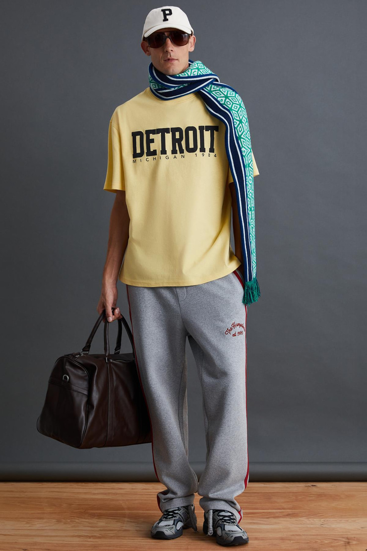 ATLANTA Erkek %100 Pamuklu Kısa Kollu Baskı Detaylı Sarı T-Shirt