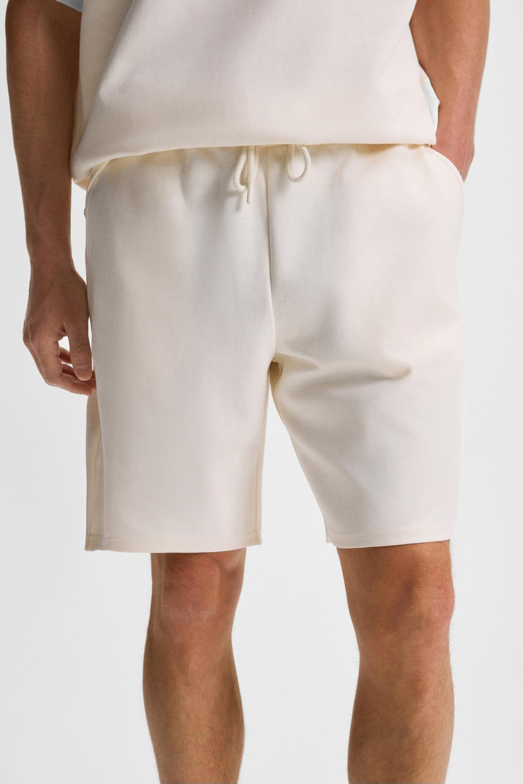 BAILEY Erkek Beli Lastikli Arka tek Cepli Kordonlu Relaxed Fit Ekru Şort